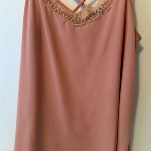 Pink Lace Trim Sleeveless Top